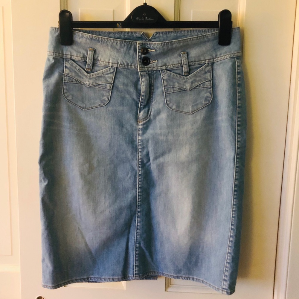 Boutique Denim Pencil Skirt
